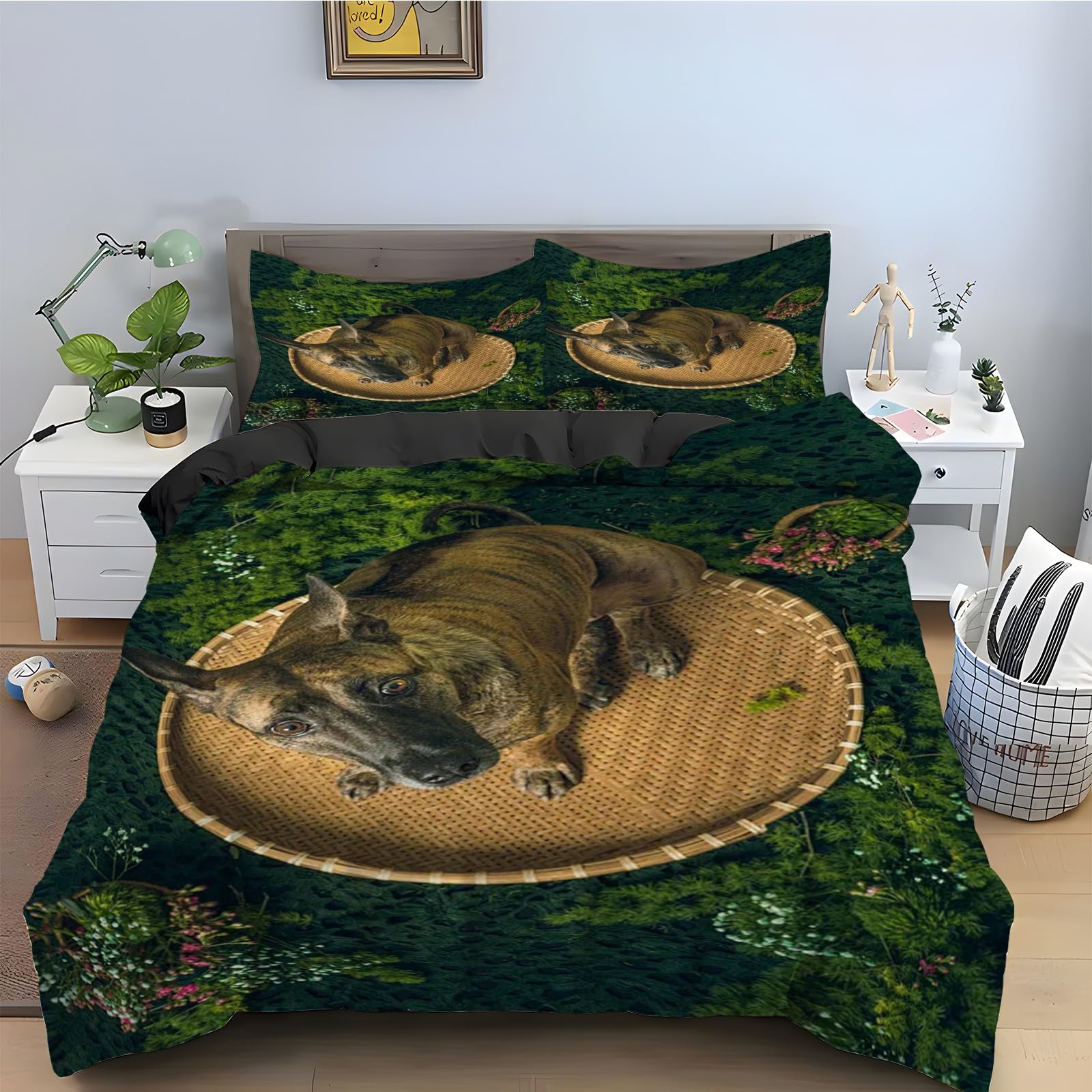 Housse Couette Chien De Berger 200x200 Facile à Nettoyer avec Zip Doux