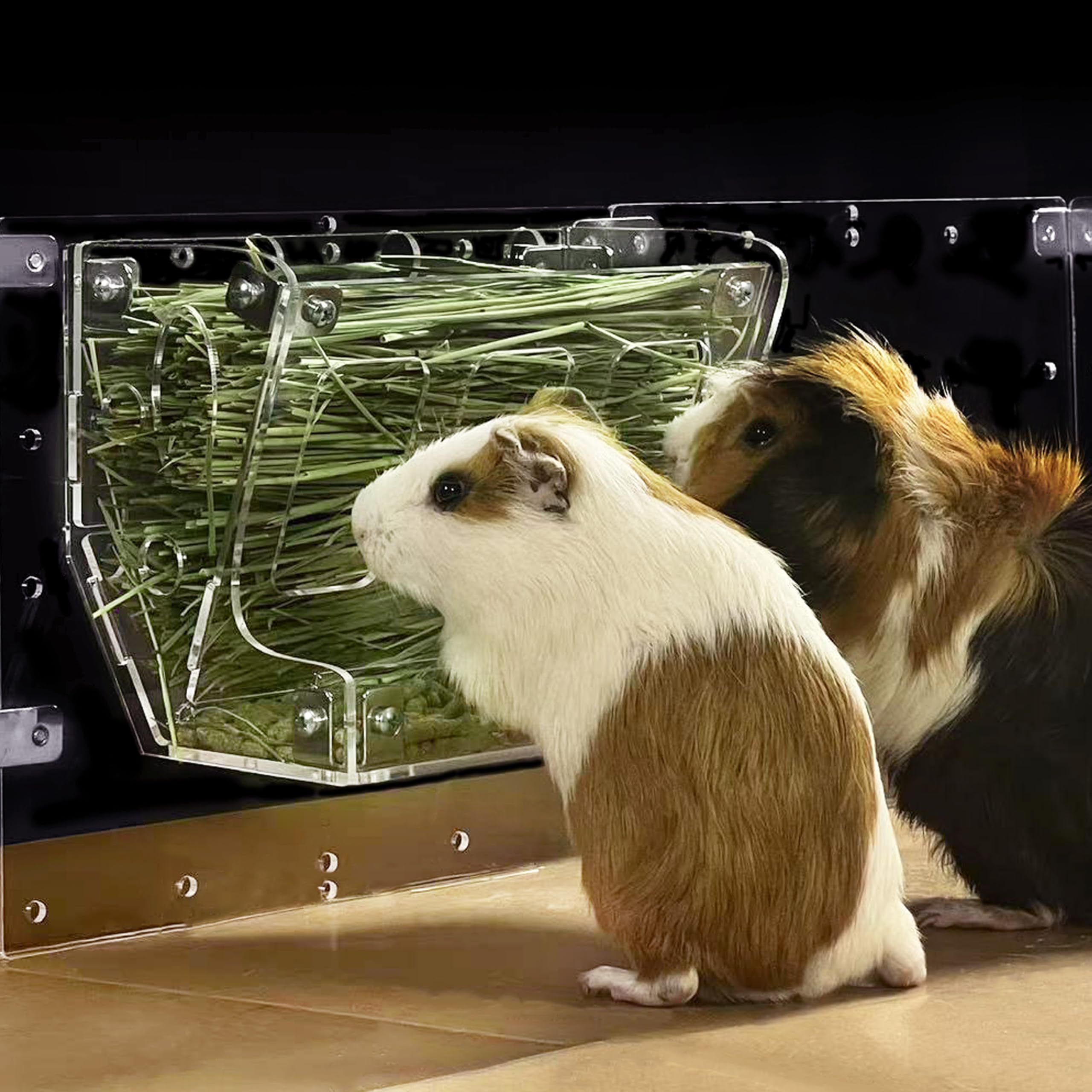 GuineaLoft™ 2-in-1 Hay & Food Feeder for Guinea Pigs, Rabbits & Small Pets – No-Waste Hay Rack with Dual-Compartment Bowl, Easy Cage Mount, Space-Saving Design