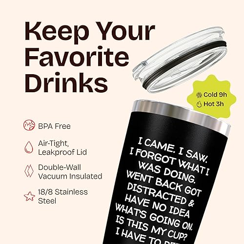 Miniatura 6 de KLUBI Regalos de elefante blanco para adultos  Vaso con texto en inglés "I Came I Saw I Forgot" de 20 onzas, regalos de broma de Navidad, divertidos