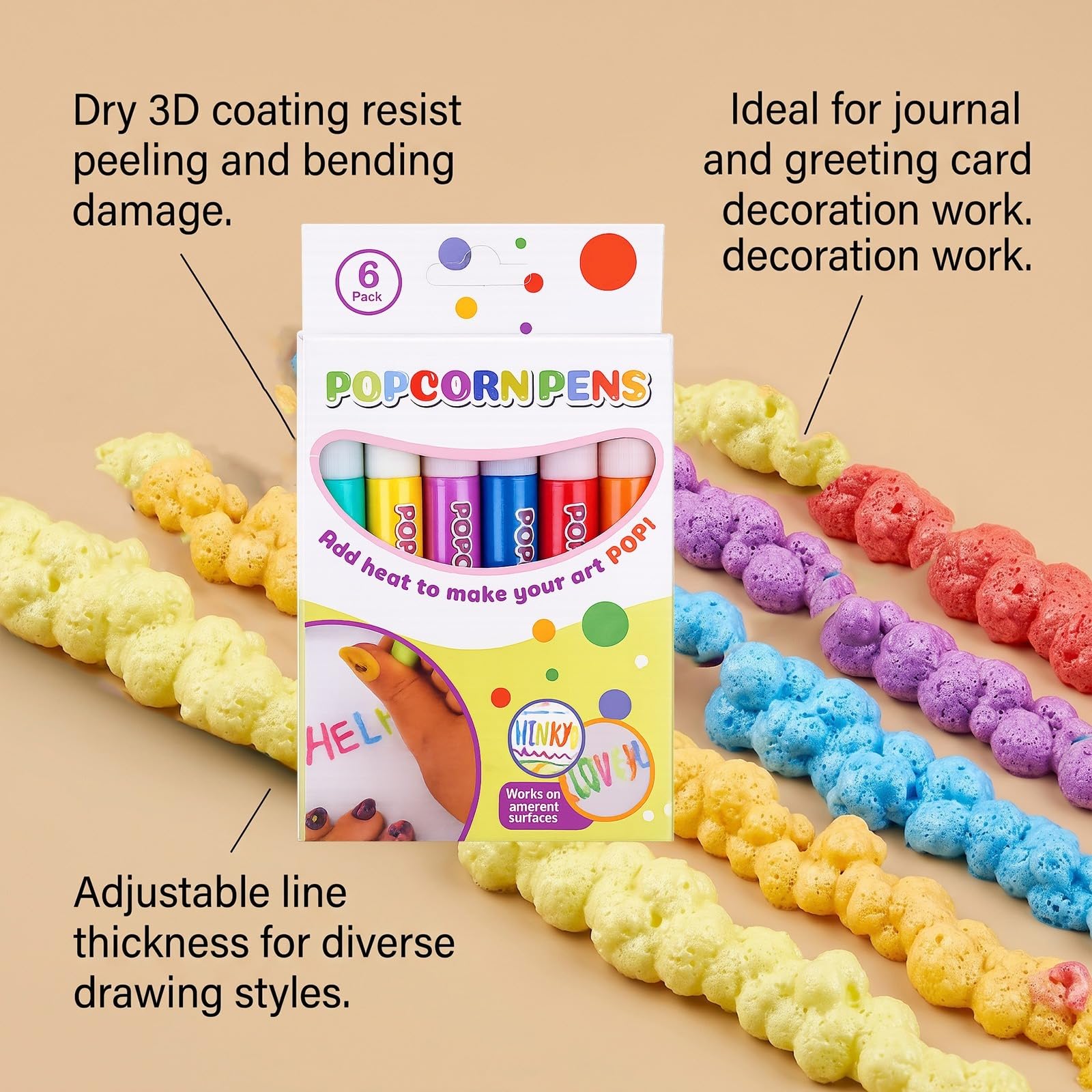 Popcorn Pens 3D-Pop-Corn-Stifte, magisch, lustiger Kugelschreiber