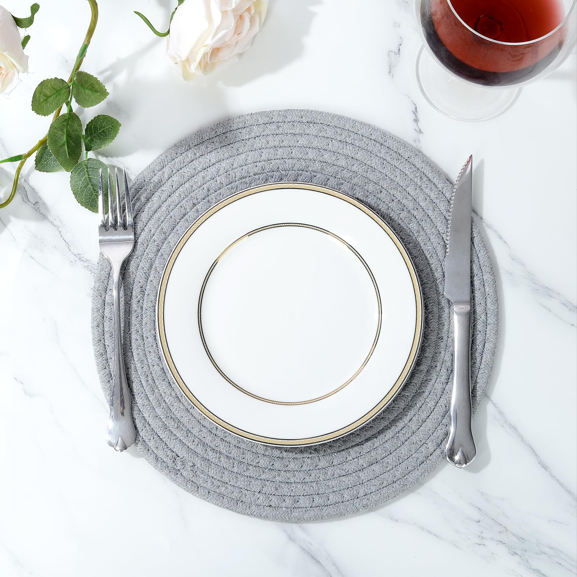 Fanquare Set Di 4 Tovagliette Rotonde, Tovagliette In Cotone