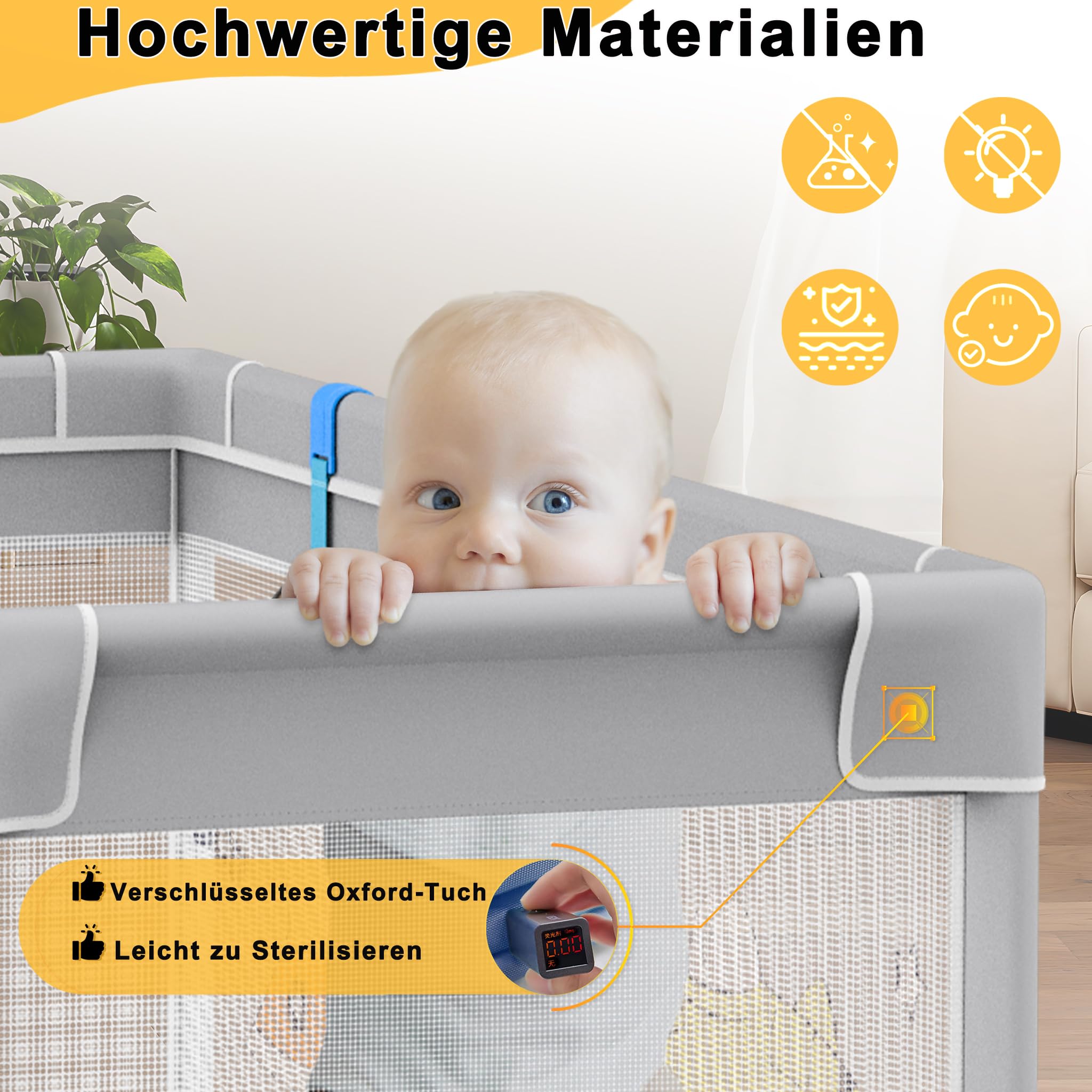 HENGMEI Box per bambini, 127 x 127 cm, pieghevole, in plastica, con 50 palline colorate, rete traspirante, parco giochi di sicurezza (astronauti)