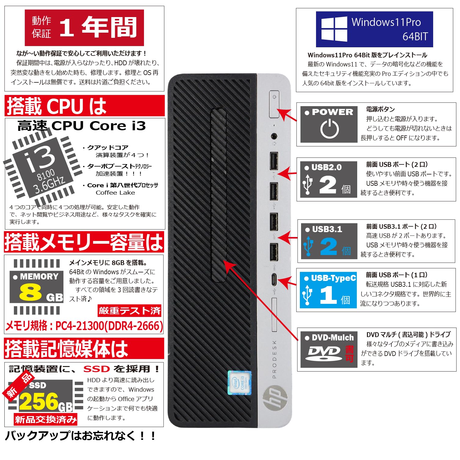 Amazon.co.jp: 中古パソコン HP ProDesk 600 G4 SFF Windows11 