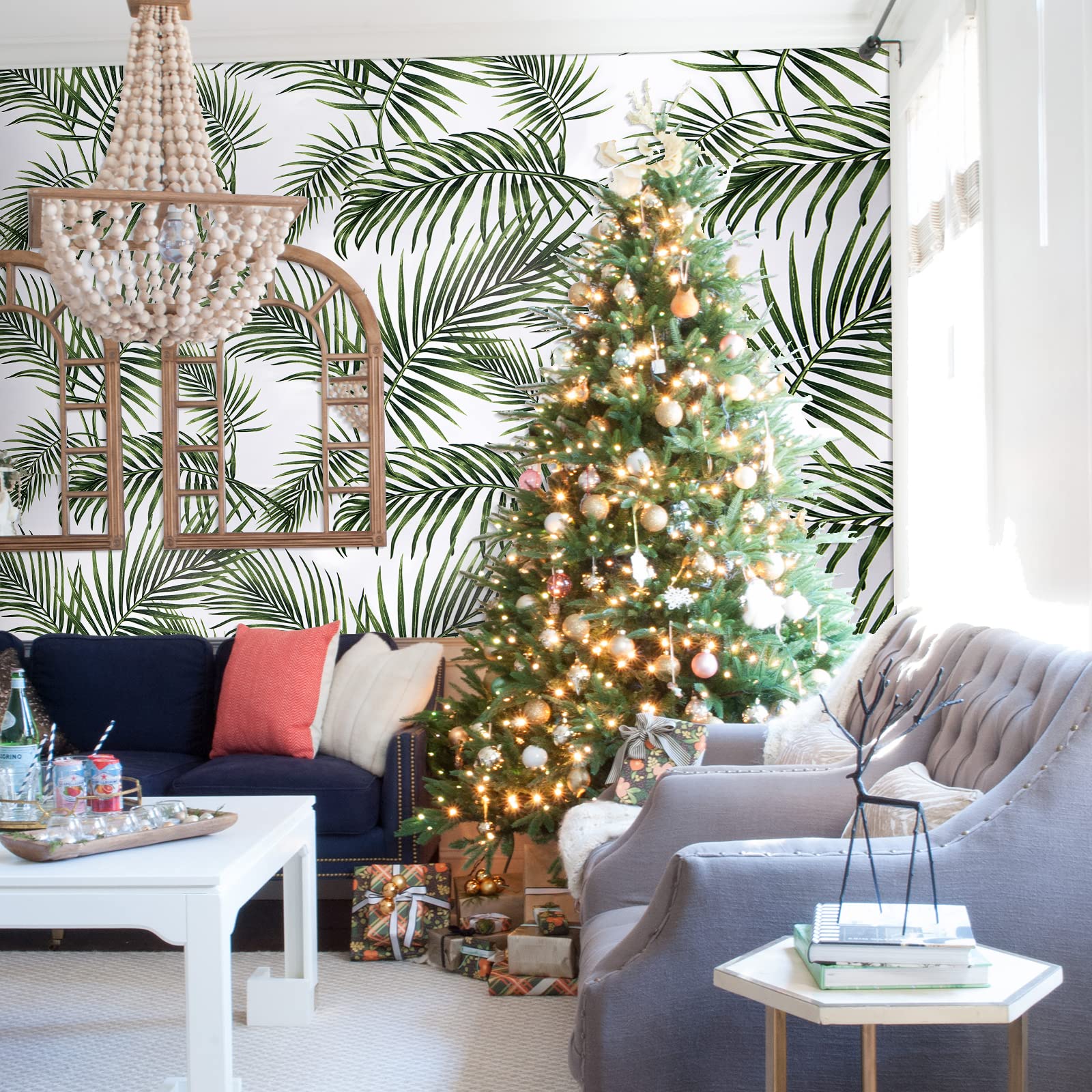 Self Adhesive Wallpaper Green Leaf 45cm X 200cm Sticky Back Plastic