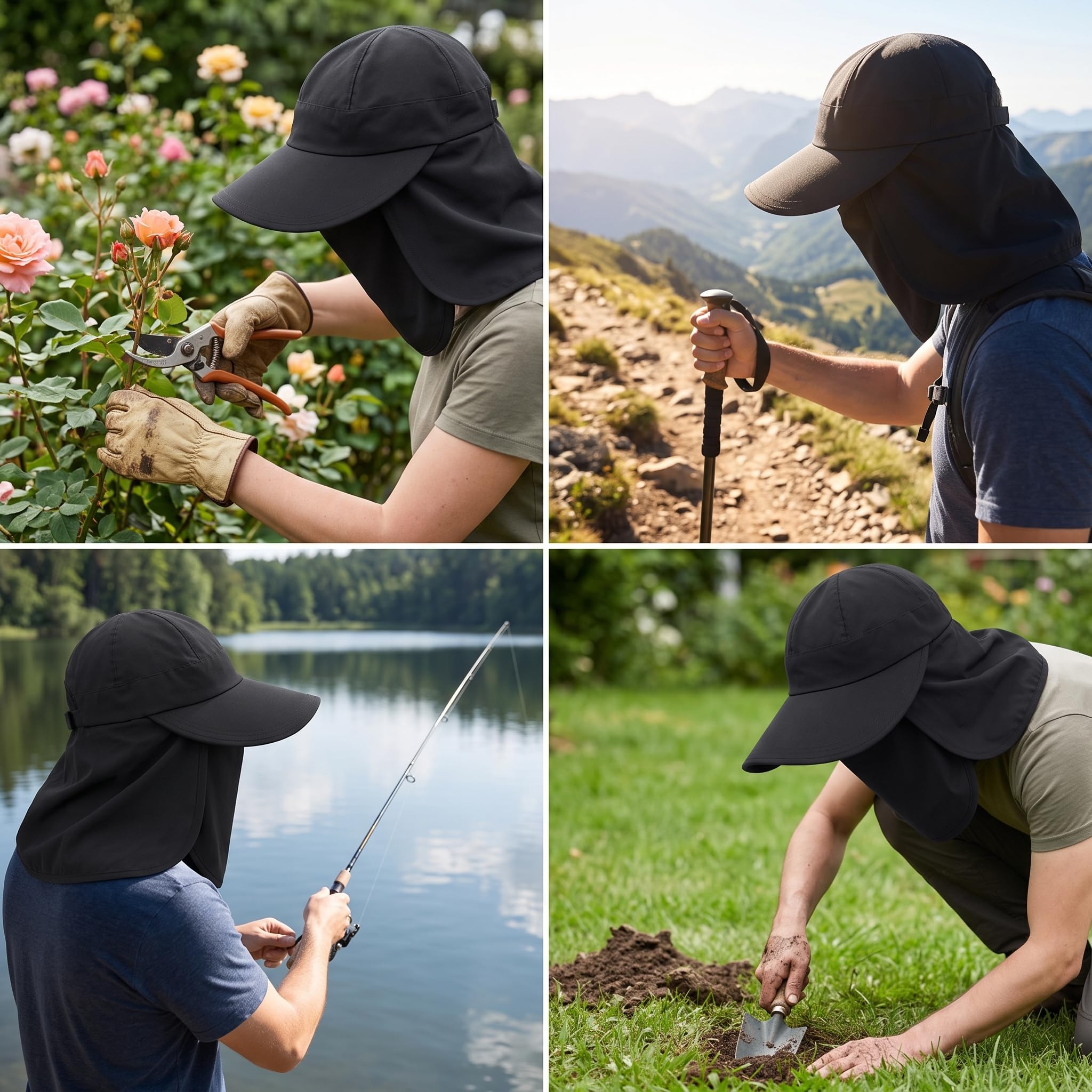 Chapeau Soleil Anti- pour Hommes et Femmes, avec Rabat Cou Détachable, Idéal Randonnée et Pêche