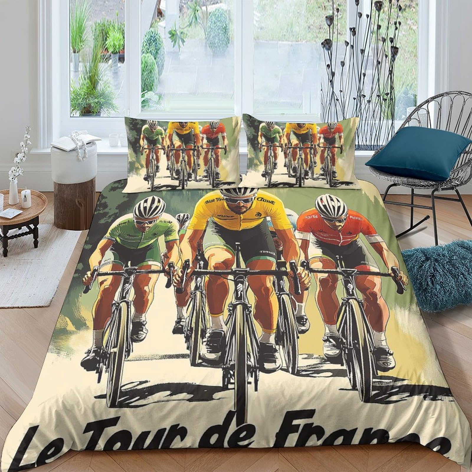 Ctjqhvkz Style-8 3D Printed Tour De France Cyclists Fitted Sheet Microfiber Breathable Anti-Slip Bed Cover For Bedroom Dorm Mattress Protection Decor Single（135X200cm）