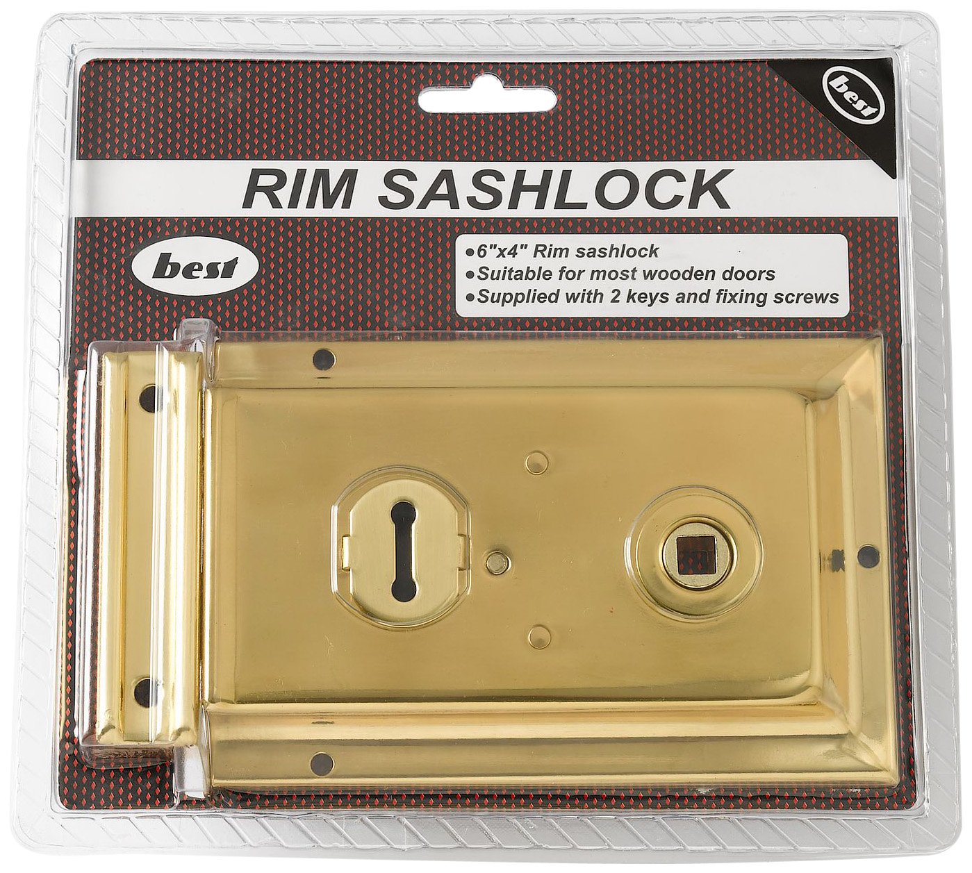 Merriway BH00521 Rimlock Sashlock 6 Inch x 4 Inch Brass Clam-1 Pcs