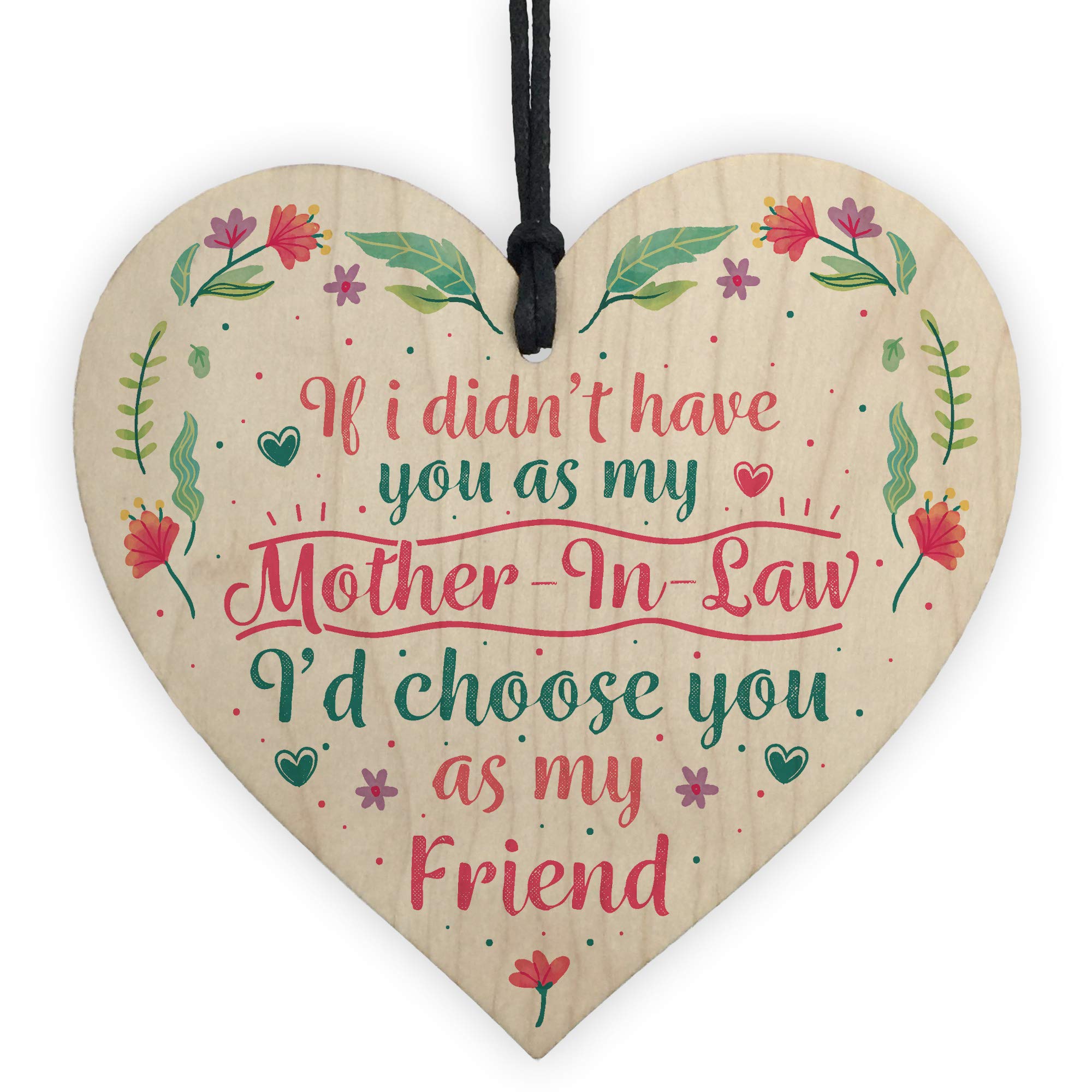 Red Ocean Mother In Law Friendship Birthday Thank You Gift Handmade Wood Heart Sign Plaque Keepsake
