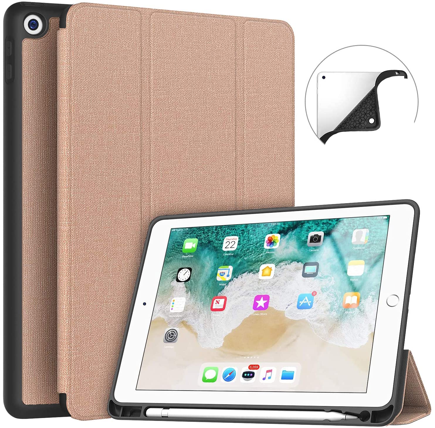 Swook New iPad 10.2 Case with Pencil Holder for iPad 9th /8th /7th Generation Premium Shockproof Soft TPU Back Case Cover (Auto Wake & Sleep) - Rosegold (B09HKKPD3S) Amazon Price History, Amazon Price Tracker