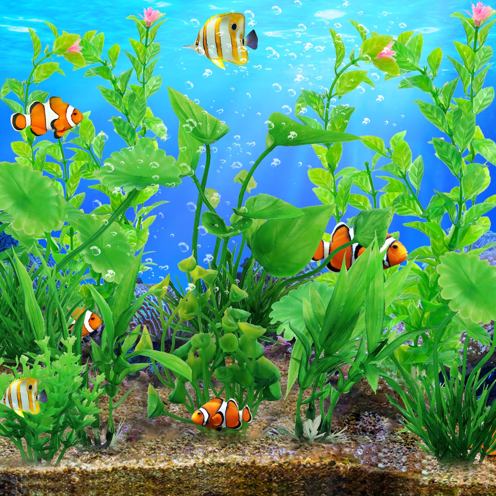 10 Pièces Decoration Aquarium Decoration Plante Aquarium Artificielle Aquarium Plante Artificielle Terrarium Plante D'Ornement Vert