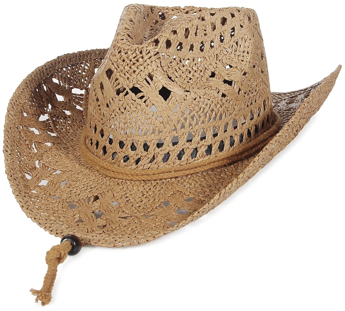GEMVIE Straw Cowboy Cowgirl Hat for Men Women Summer Hollow