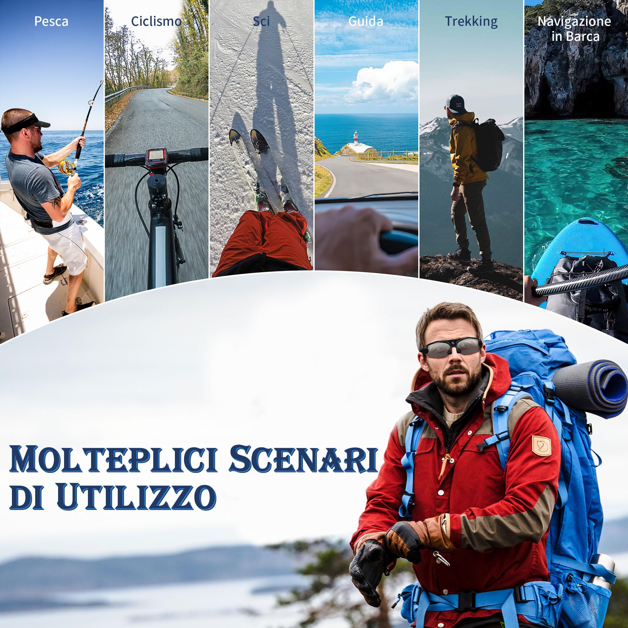 UYIKOO Telecamera Spia WiFi, Mini Telecamera Nascosta Occhiali da Sole, 1080P HD Microcamera Spia Sport Occhiali Fotocamera Visione e Registrazione di APP Protezione UV per Gli Sport Esterni