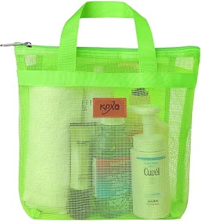 KPX Shower Caddy Mesh Tote Bag, Mesh Shower Bag, Quick Dry Toiletry Bath Bag, Hanging Bath Organizer for College Dorm, Beach, Gym, Swimming Pool, Yoga and Travel(1pcs, Green)