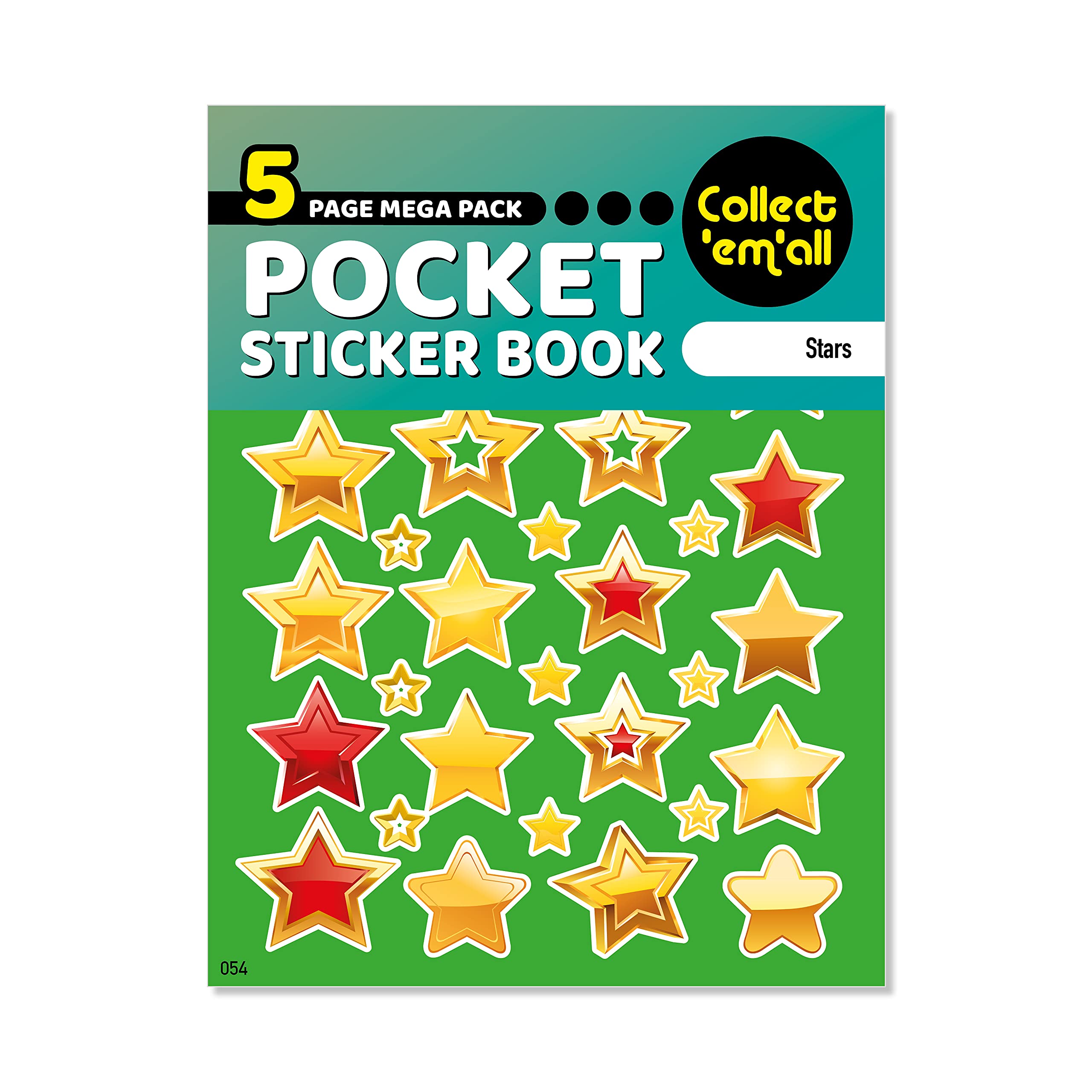Lds Landlord Direct Supplies Yellow Pocket Sticker Book (5 Pages) - 64 Mega Packs To Collect Coloured Stickers For Kids - Stars