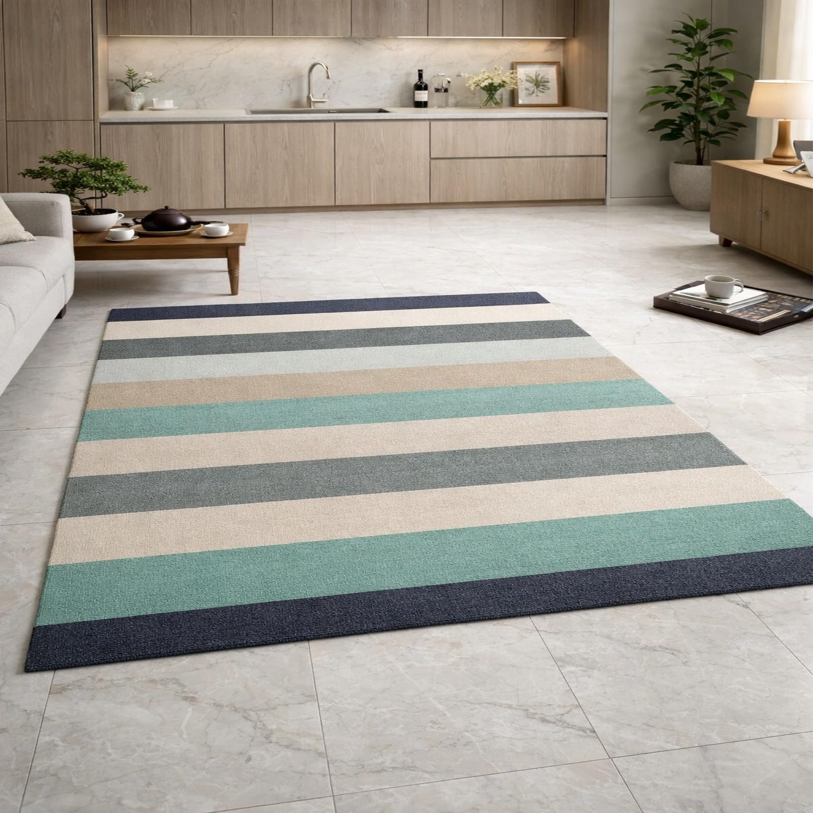 Alfombra antideslizante lavable Rururug evita resbalones azul