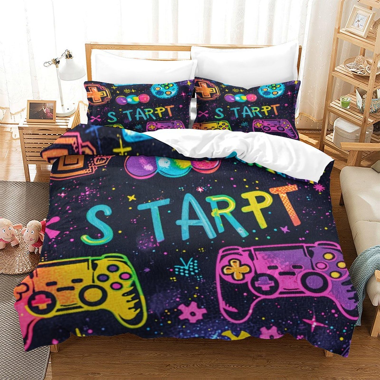 Housse de couette 3D manette de jeu cadeau ado anniversaire
