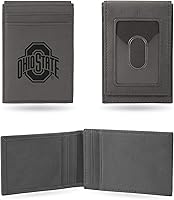 Vista 14 de Rico Industries NCAA - Cartera de bolsillo frontal grabada con láser gris, compacta, cómoda, delgada