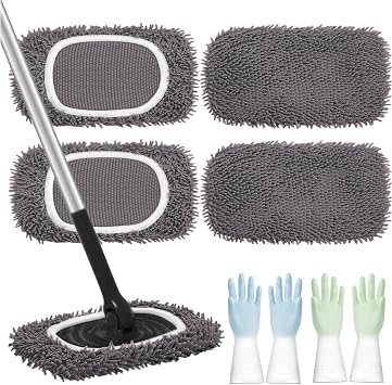 2025 Upgraded Reusable Mop Pads for Swiffer, 4/8/12 Pcs Washable Reusable Microfiber Mop Pads, Replacement Covers Suitable for Wet and Dry Cleaning of Various Floor Surfaces Gray,4