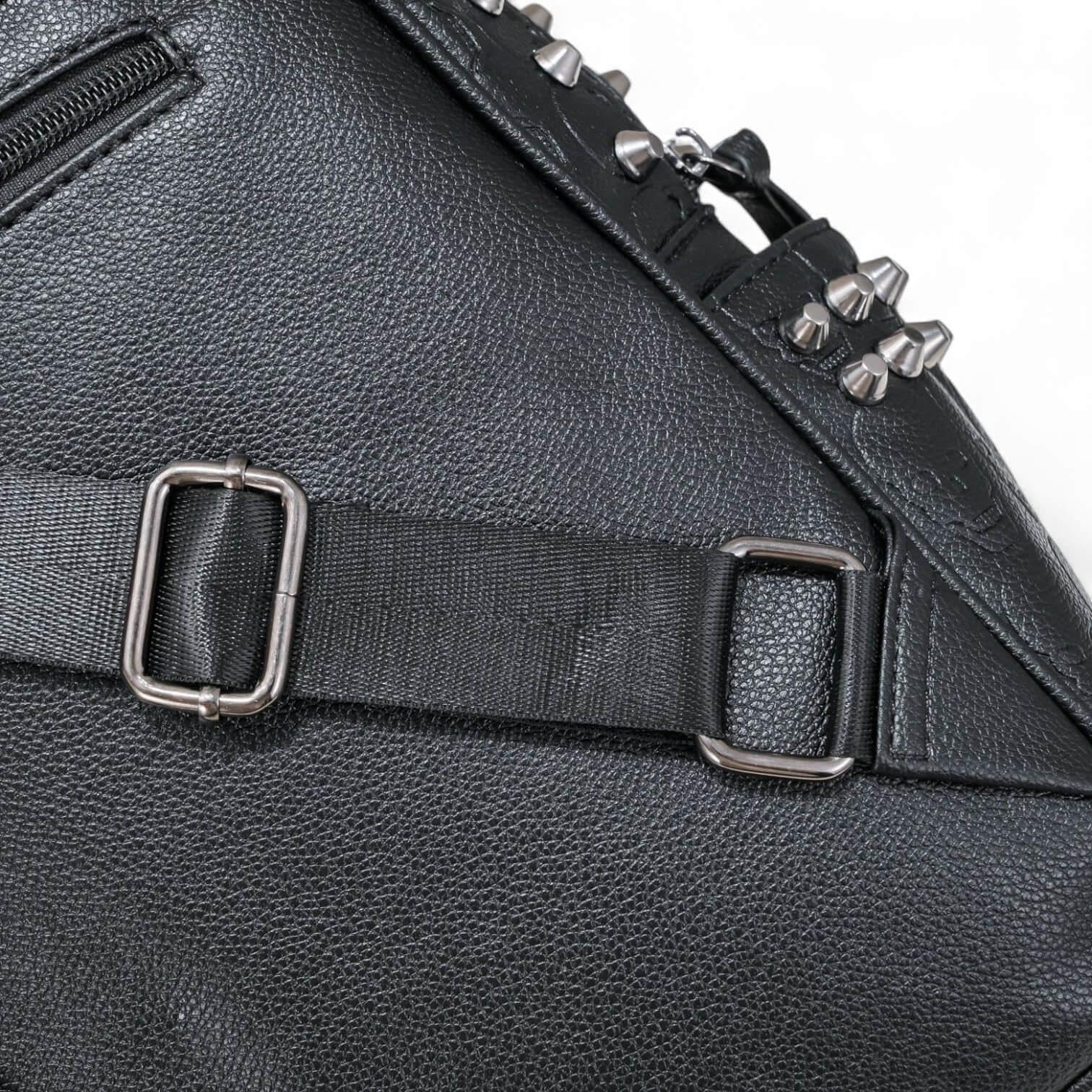Ro Rox Zaino teschio borchiato - Zaino gotico in similpelle nera, borsa punk