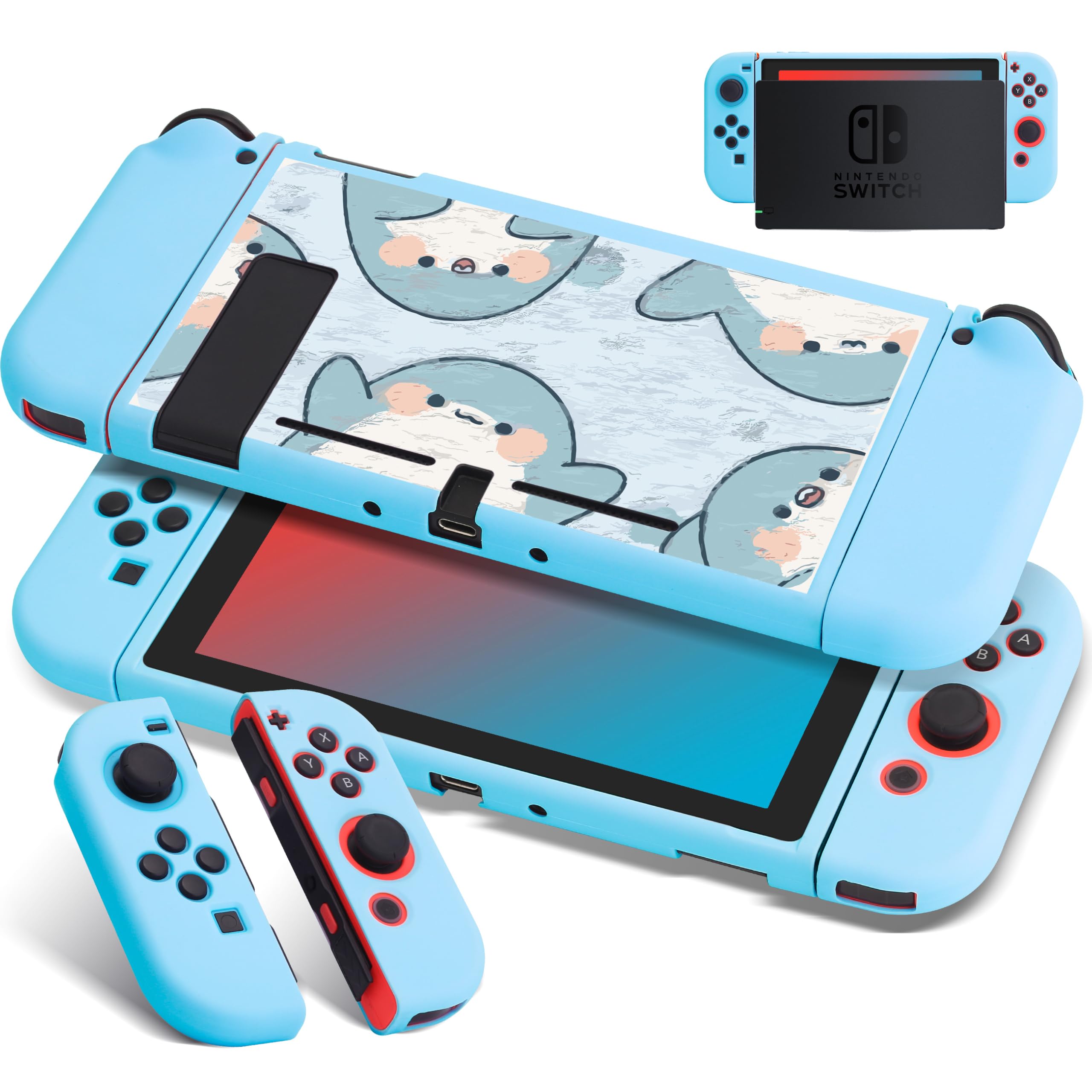 Xcitifun Designed for Nintendo Switch Case Switch Joy-Con TPU Cases for Girls Boys Kids Cute Kawaii Character Protective Shell Compatible with Nintendo Switch Controller Carrying Cover - Blue Sofa