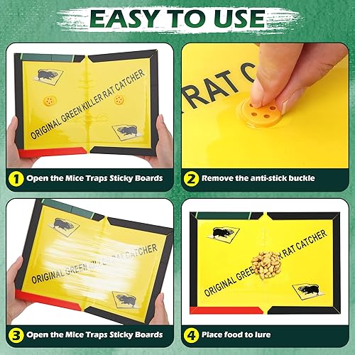 Miniatura 4 de Paquete de 12 trampas adhesivas para ratones, ratones, roedores, serpientes, sin contacto para interiores, para el hogar, cocina, garaje, sótanos,