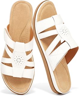Womens Slides Flat Sandals: Comfortable Summer Sandals for Women 2026 - Slip On Ladies Casual Walking Shoes