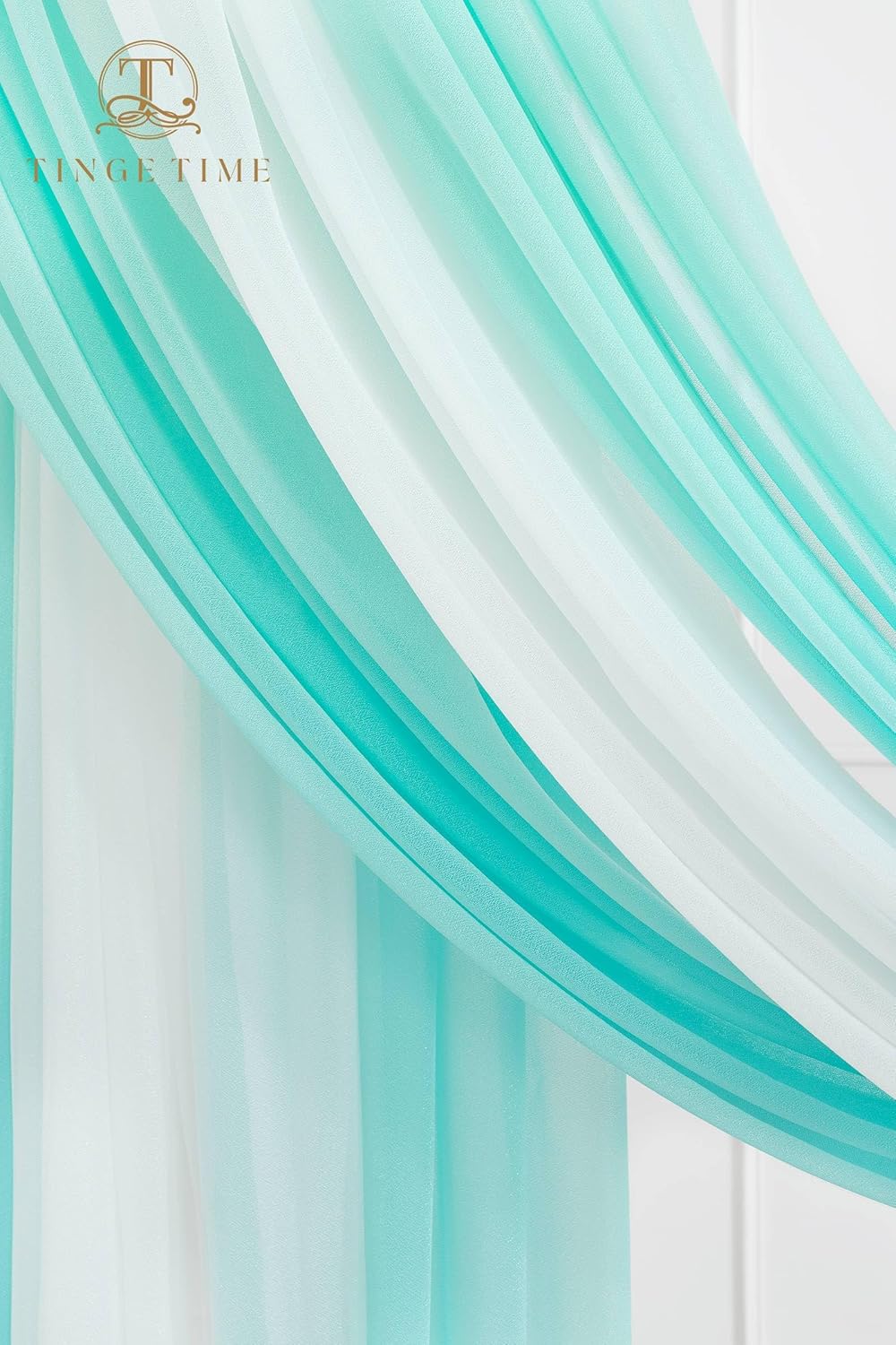 TINGE TIME 3 Panels Wedding Arch Draping Fabric, 30" x 20ft Light Teal Chiffon Fabric Drapery Sheer Backdrop Curtain for Weddings Ceremony Party Decoration, Wedding Arch Drapes for Weddings Ceremony