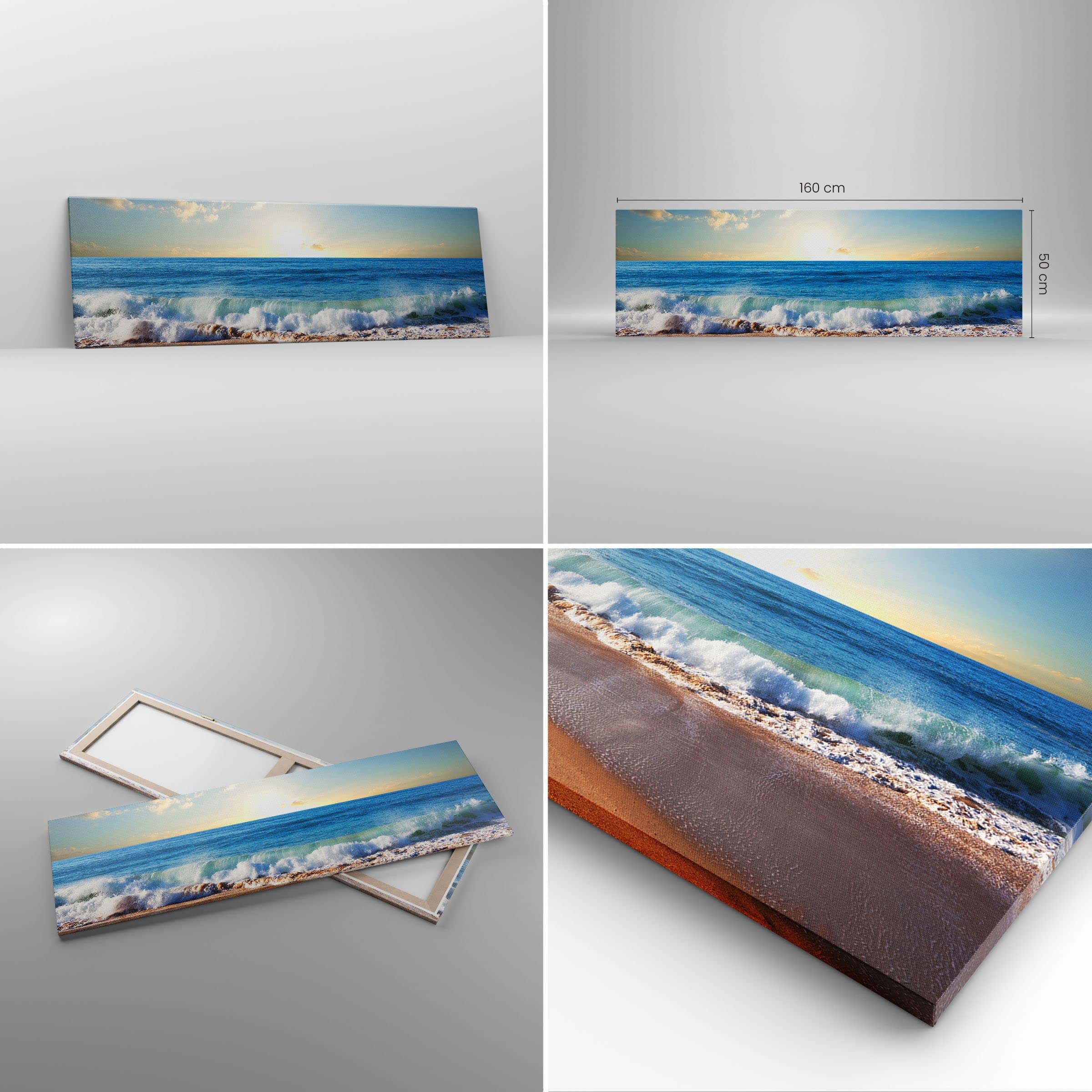 Tableau Decoration Murale 160x50cm mer rivage eau Chambre Cuisine Panoramique Deco Cadre Salon Art