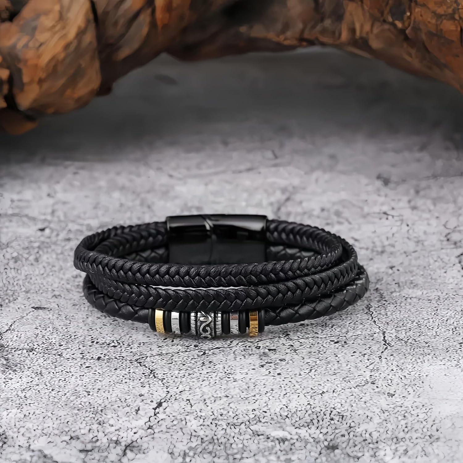 Bracelets For Men,Men's Black Braided Leather Bracelet, Stainless Steel Engraved Love You Forever Jewelry, Perfect or Dad, Husband, Son, Grandson, Nephew,Comes With Message Card And Gifts Box - Image 4