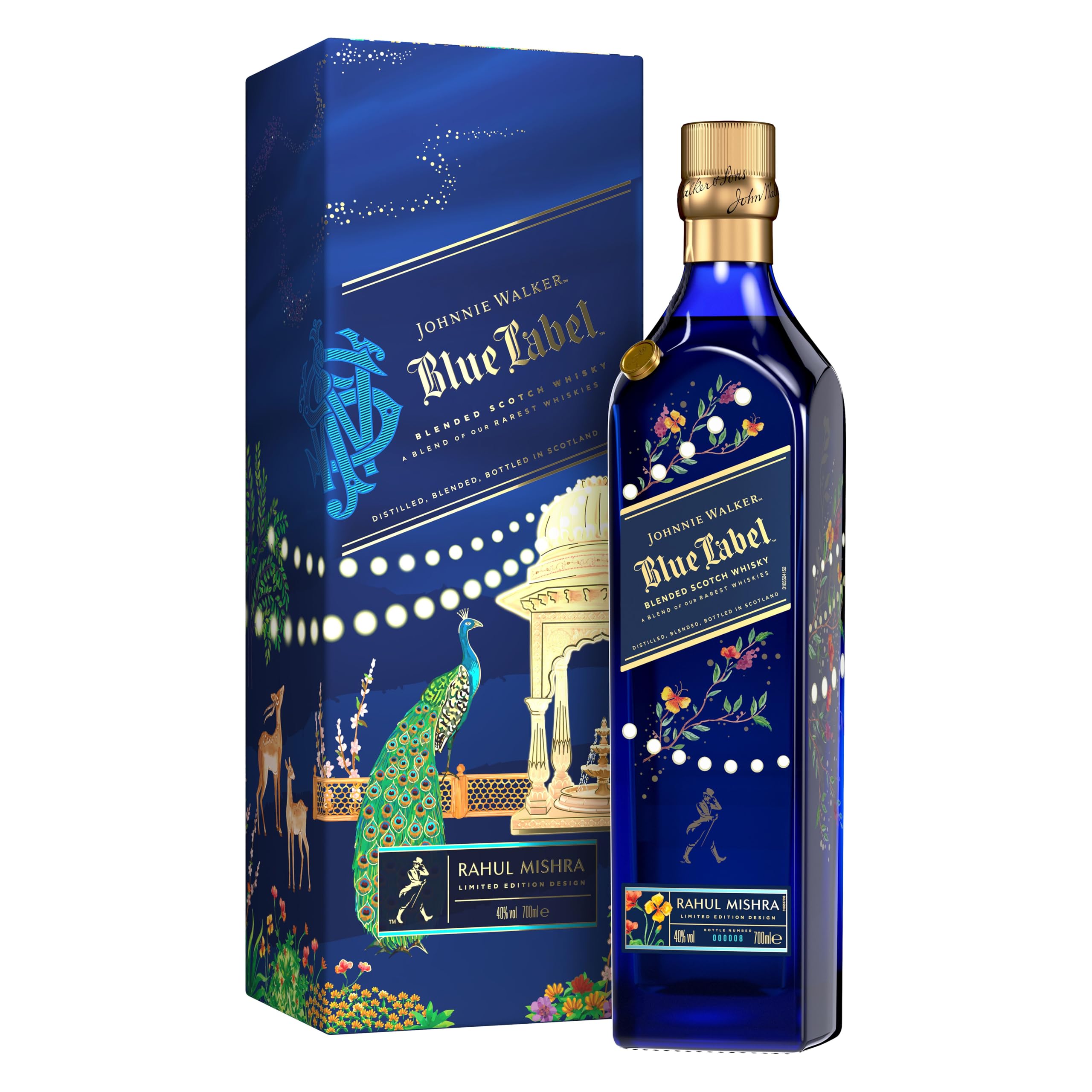 Johnnie Walker Blue Label | Limited Edition | 40% Vol | 70Cl | Blended Scotch Whisky | Designed By Rahul Mishra | Rich Spice & Sweetness | Dark