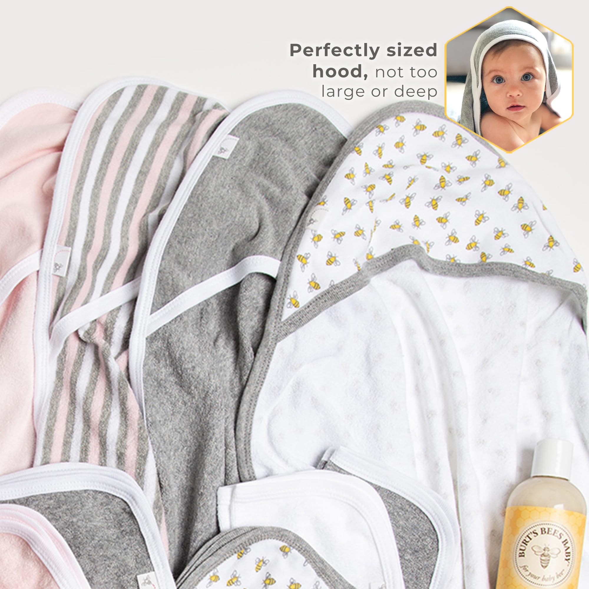 Burt's Bees Baby - Toallas con Capucha, Tejido de Rizo Absorbente, Capa única súper Suave, 100% algodón orgánico