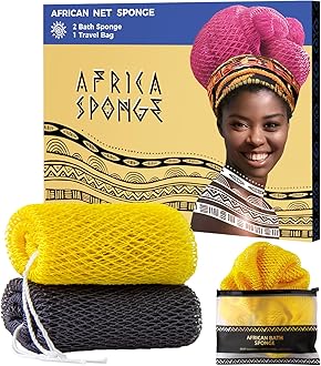 African Net Sponge Authentic - 2 Pieces Exfoliating Body Scrubber Bath Sponge York&Slate - Back Scrubber Washcloth for Shower - Real African Scrub Exfoliator Body Care Bathing Accessorie