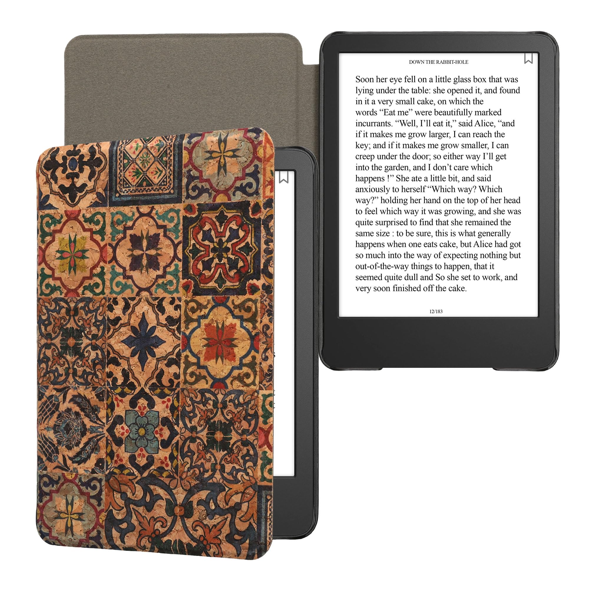 kwmobile Etui kompatybilne z Amazon Kindle (2022/2024) - etui z magnetyczną klapką do tabletów korkowych w kratkę z motywami brązowo-niebiesko-czerwone