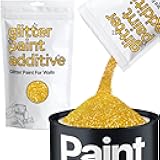Hemway Glitter Paint Additive Glitter Crystals for Acrylic Paint, Interior & Exterior Walls, Wood, Matte, Gloss, Satin, Silk - 100g / 3.5oz - Gold