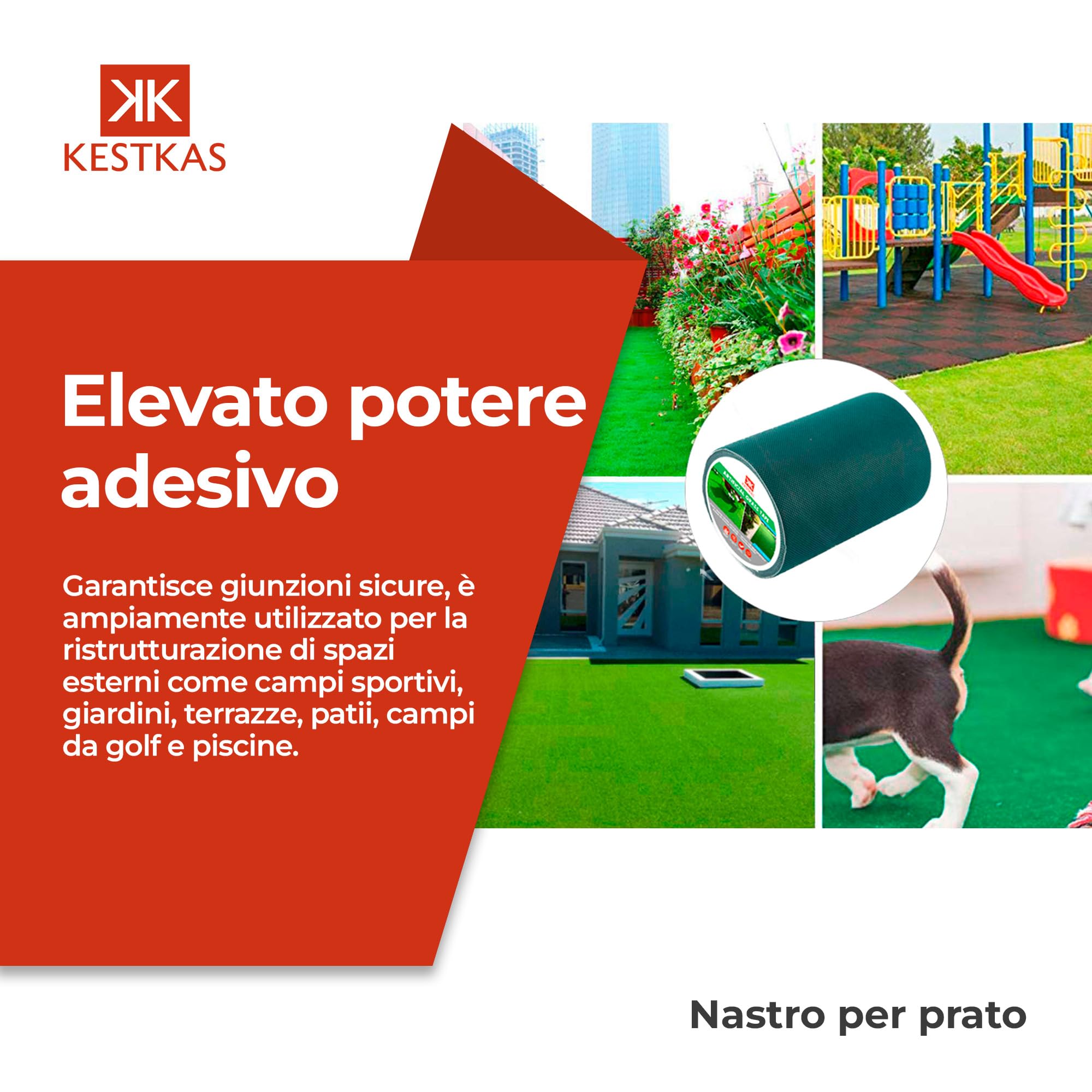 Adesivo per Prato Sintetico 15cm x 10m (Pack 2) Nastro Prato Sintetico - Nastro Adesivo per Erba Artificiale - Erba Sintetica per Esterno - Tappeto da Giardino