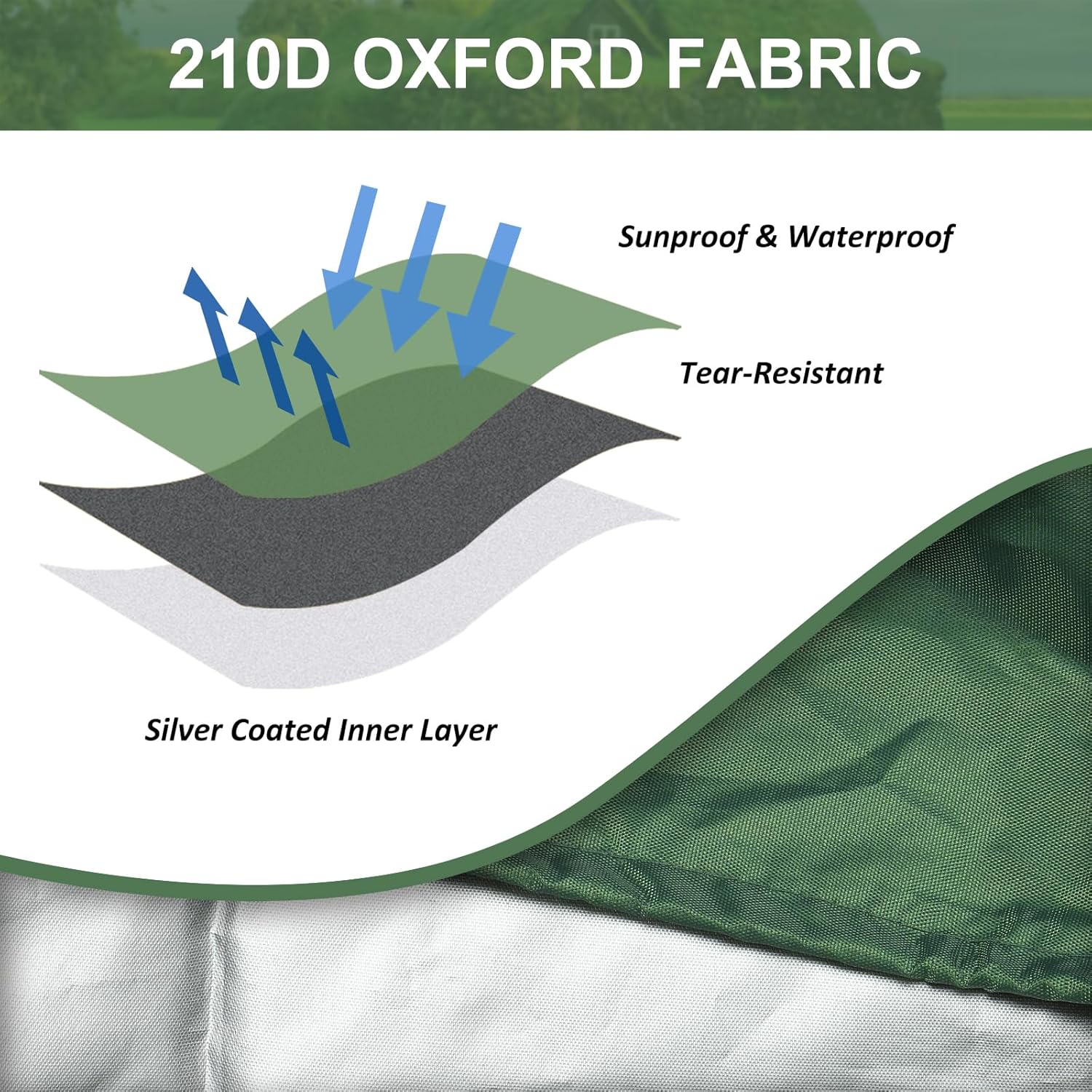 MECCANIXITY Zipper IBC Tote Cover 275 Gallon, 210D Oxford Waterproof Sunshade Rain Barrel Water Tank Protective Cover for 1000L Outdoor Garden, (39.37 x 47.24 x 45.66 Inch, Green)