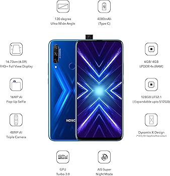 Honor 9X (Sapphire Blue, 6GB RAM, 128GB Storage) : Amazon.in