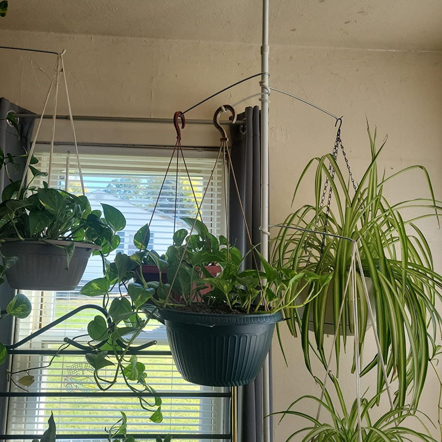 Spring Tension Rod with 3 Adjustable ARMS