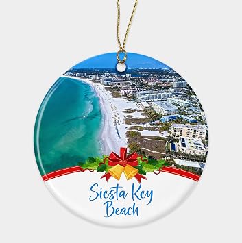 Siesta Key Beach Christmas Ceramic Ornament, Siesta Key Beach in Florida, Us Ornament Christmas Tree Decor, Beach Souvenir Gift Friends, Family Printed on Both Sides