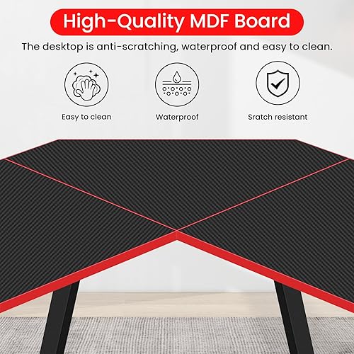 Miniatura 5 de BLKMTY Escritorio en forma de L para juegos de PC, escritorio para computadora con soporte para monitor, escritorio grande para estudiar, mesa