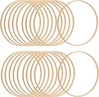 Vista 8 de Framendino, Paquete de 10 anillos de aro de bambú de madera macramé, corona floral para bricolaje atrapasueños, decoración de boda y manualidades