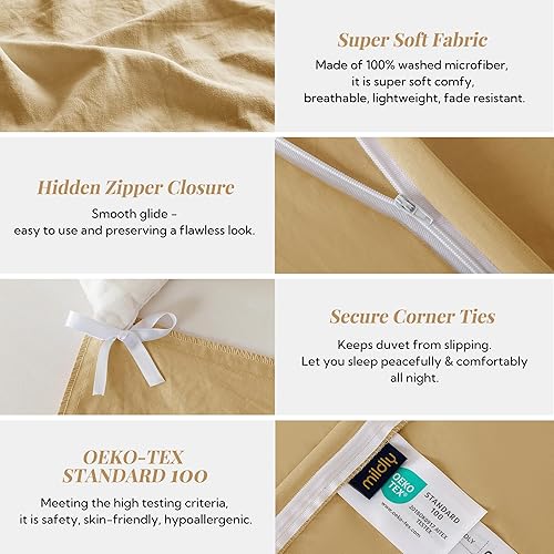 Miniatura 5 de MILDLY Funda de edredón súper suave, 100% microfibra lavada, juego de funda de edredón de 3 piezas, tamaño matrimonial, con cierre de cremallera y
