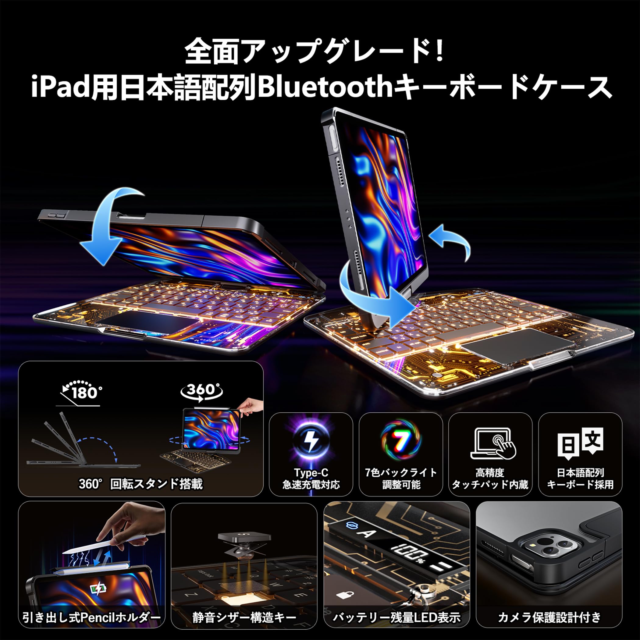 BJBT Ipad pro 13インチ　M4 2024 用　キーボードケース Amazon.co.jp: iPad Pro 13インチ キーボード付きケース 2024 (M4)専用