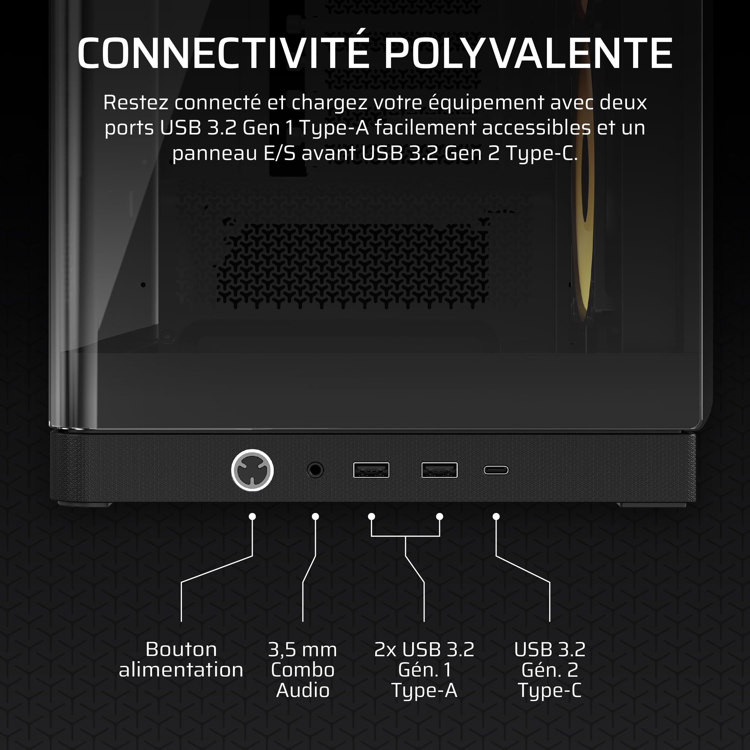 CORSAIR Frame 4500X RS-R ARGB Boîtier PC Moyen-Tour en Verre Panoramique – Système de Fixation du Ventilateur InfiniRail, Peut Accueillir Deux Radiateurs de 360 mm, 3X Ventilateurs RS120-R – Noir