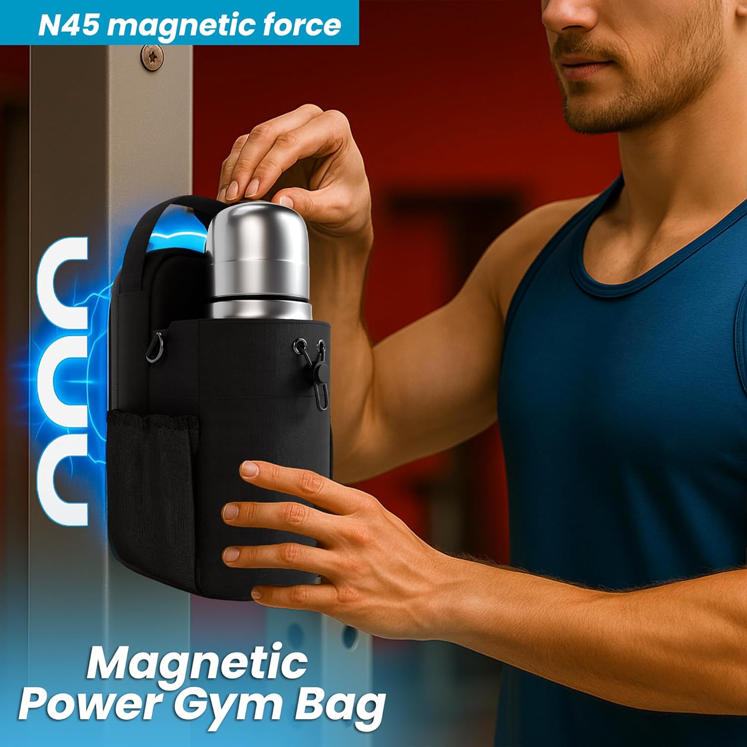 CORDOBA & CO., Magnetic Gym Bag Man Woman, Super Strong Magnetic Bottle Bag, 11LB Weight Capacity, Crossbody Gym Water Holder - Image 7