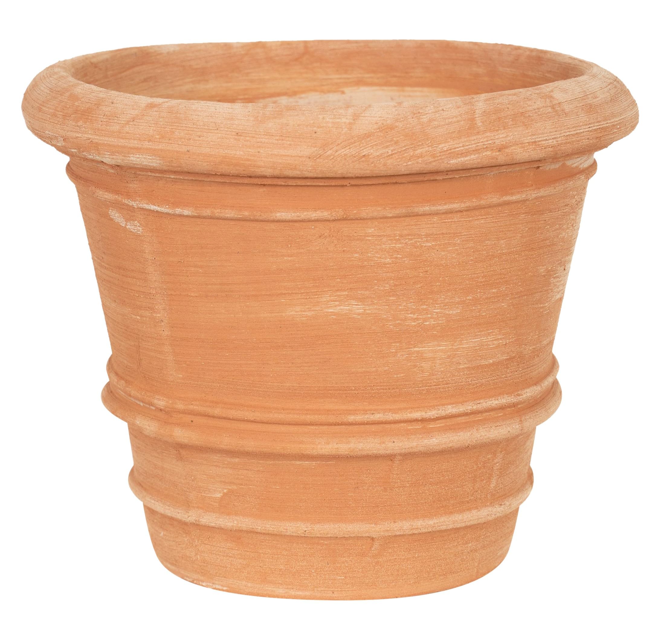Biscottini Vase en terre cuite artisanale, fabriqué en Italie, 30 x 30 x 25 cm, jardinière ronde pour plantes - pots décoratifs extérieurs et intérieurs - bol en terre cuite pour fleurs - Vase moderne