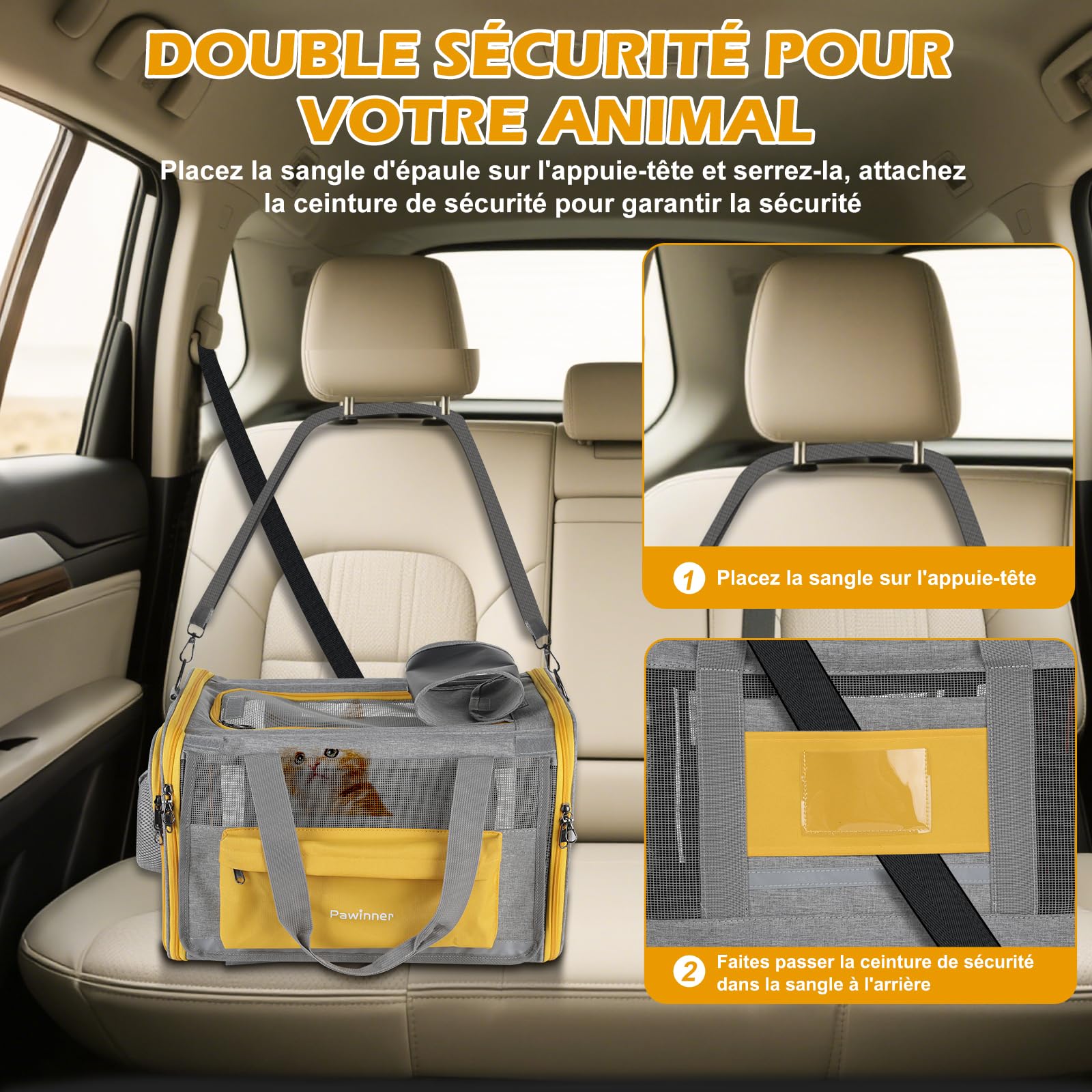 Sac de Transport pour Chat avec Poignée Télescopique - Caisse de Voyage 3-en-1 Pliable pour Petit/Moyen Chien et Chat, Approuvée Avion, roulettes et Toit Ouvrant (Gris)