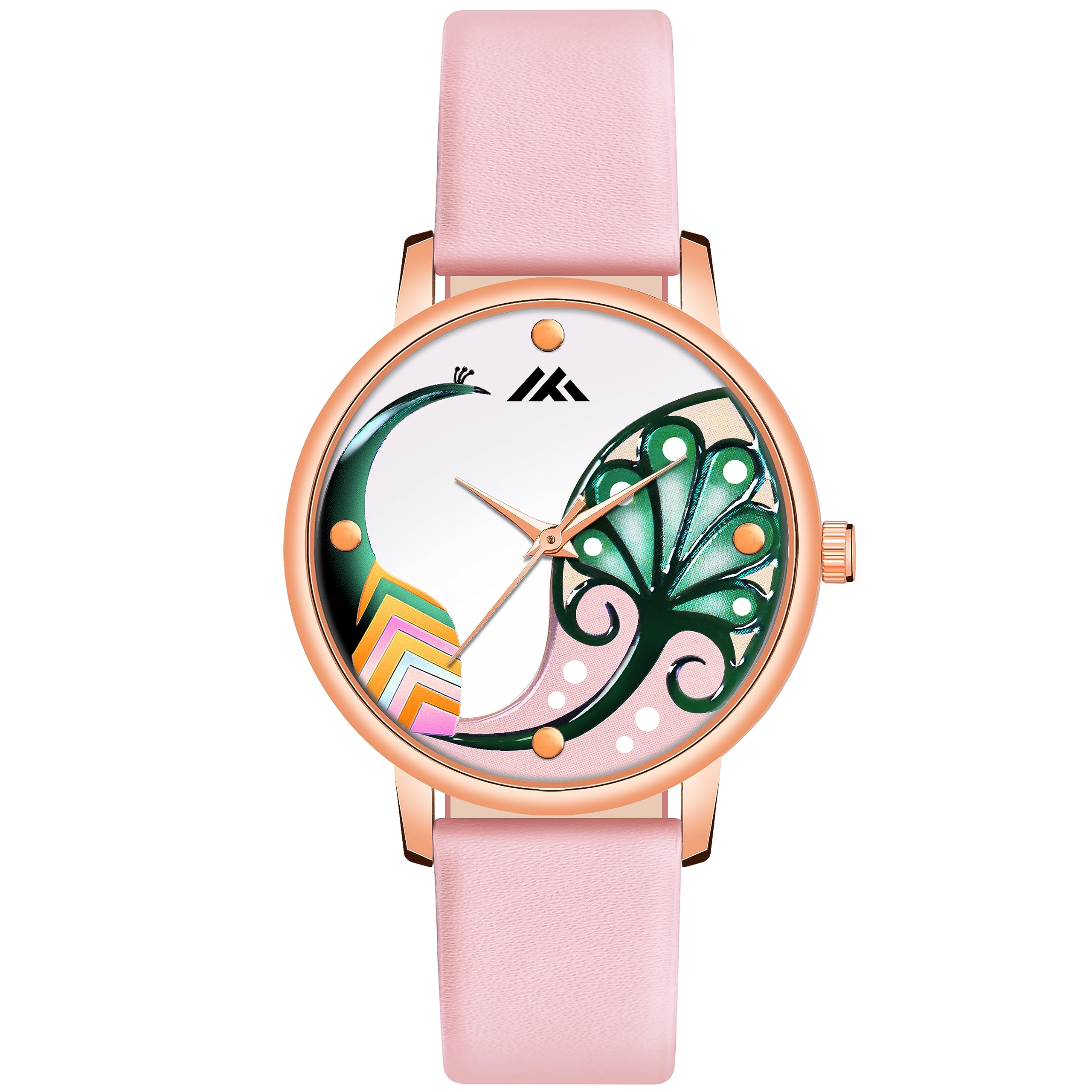 Watch City Analog Womens Casual Watch Round Dial and Leather Belt Gift for Girl Friends Wife (Peacok Design) (Pink) (B0CDWXFF4S) Amazon Price History, Amazon Price Tracker