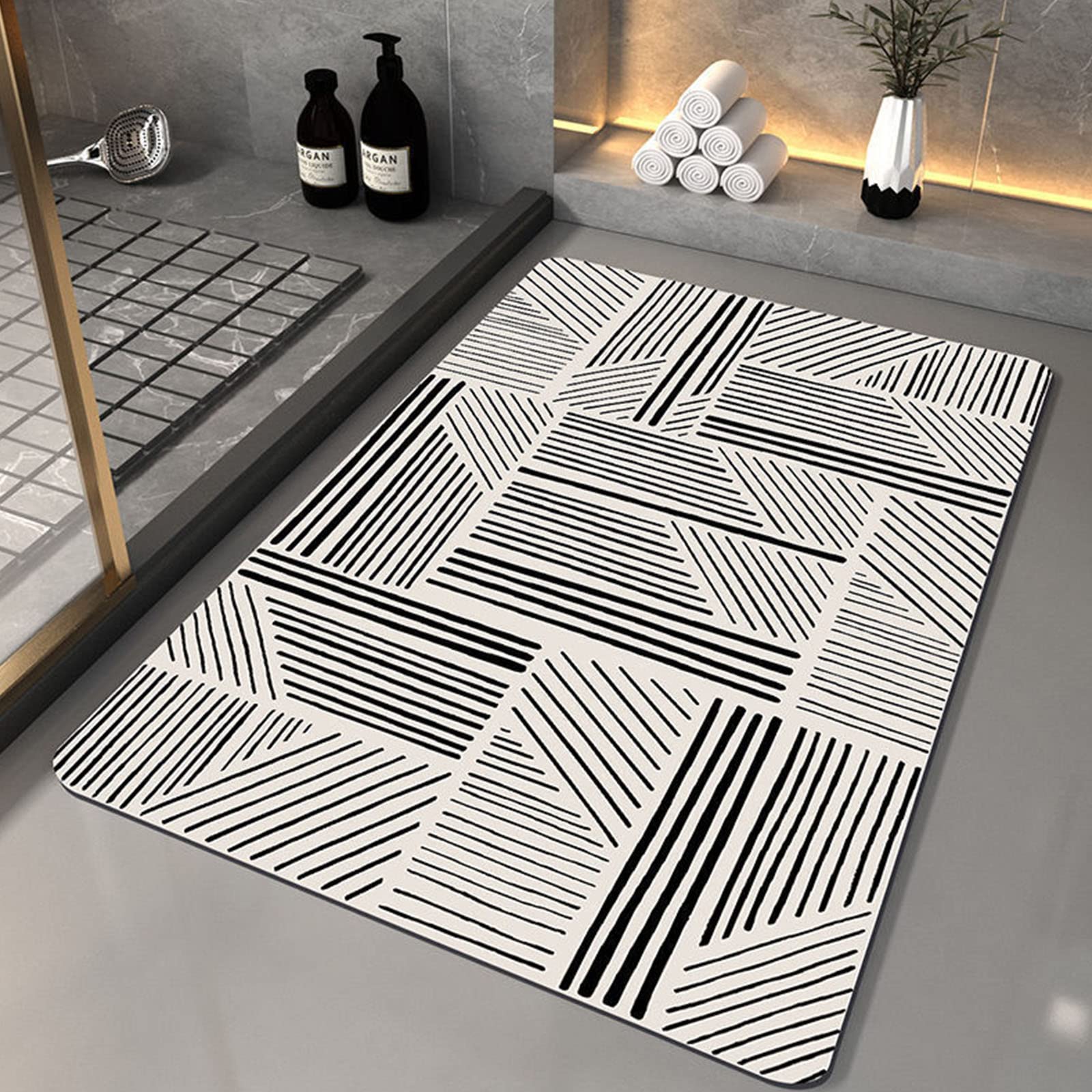 Alfombra de Ducha Curvada, alfombras de baño Antideslizantes, Alfombra de baño, Alfombra de baño Antideslizante, súper Absorbente, de Secado rápido pa