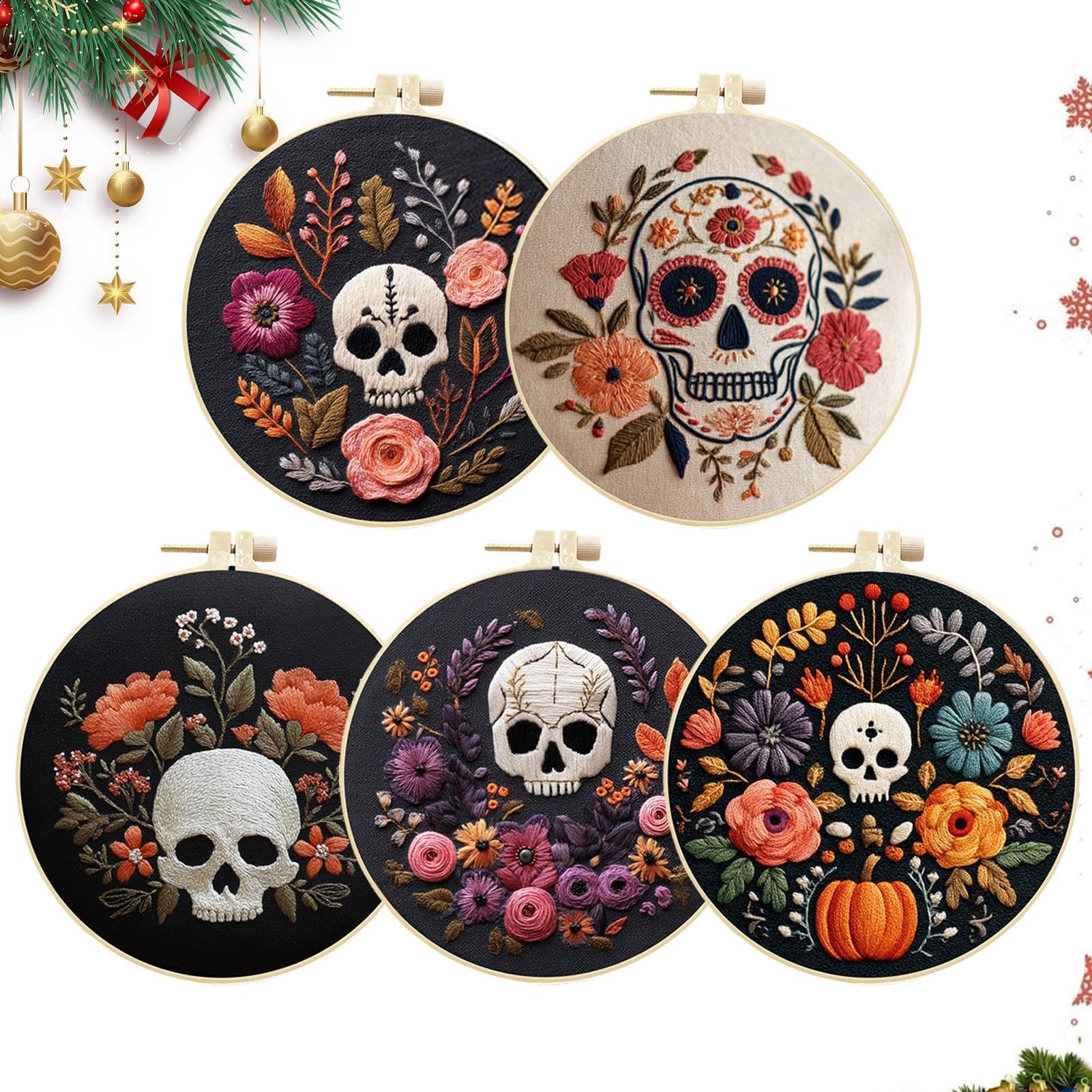 Kit Ricamo A Tema Halloween Libero Creativo Gotico Completo | Kit punto di Halloween per principianti per adulti, donne, mamme, mogli, amanti del tempo libero